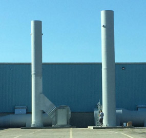 Perry Fiberglass rooftop FRP exhaust stacks