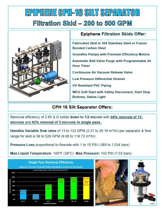 Epiphene CPH16 silt separator