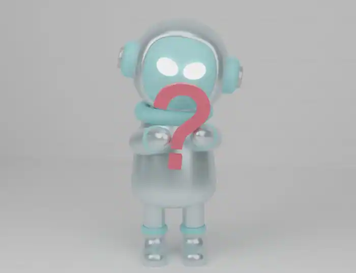 Image of robot holding question mark