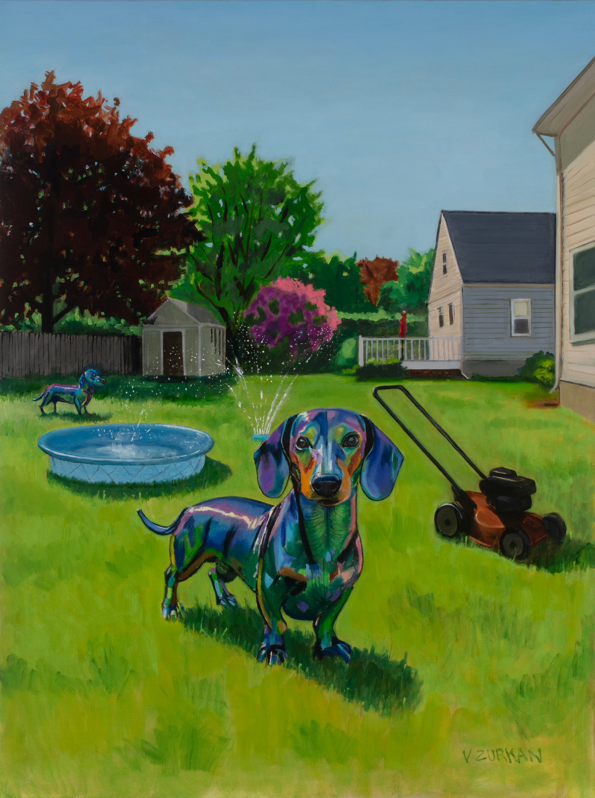 Metal Dachshunds in Summer