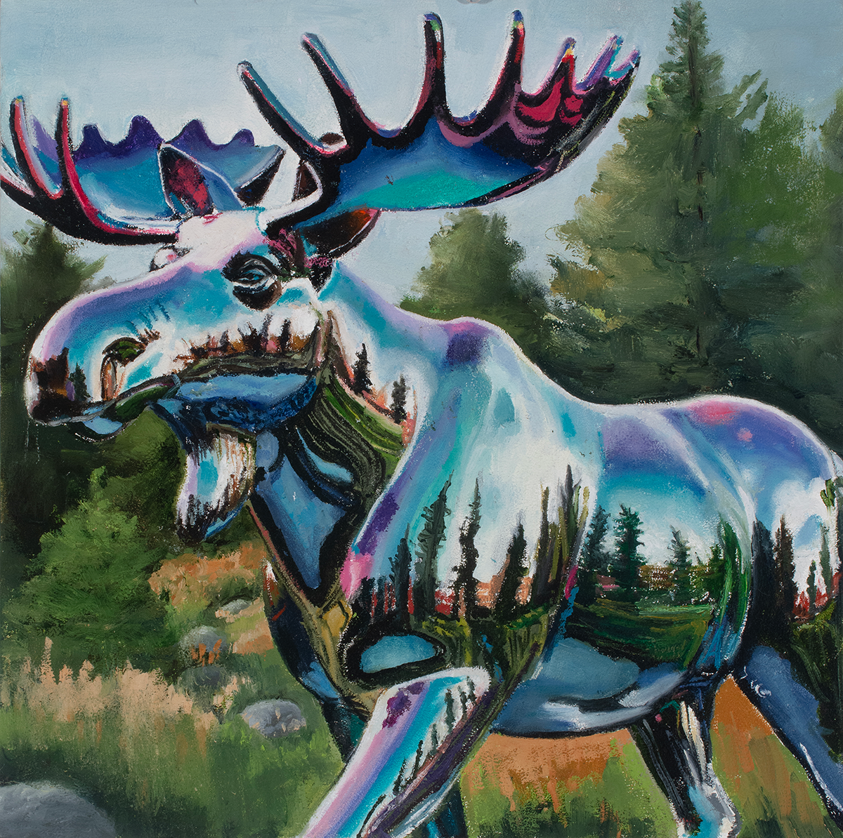Metal Moose in Nature