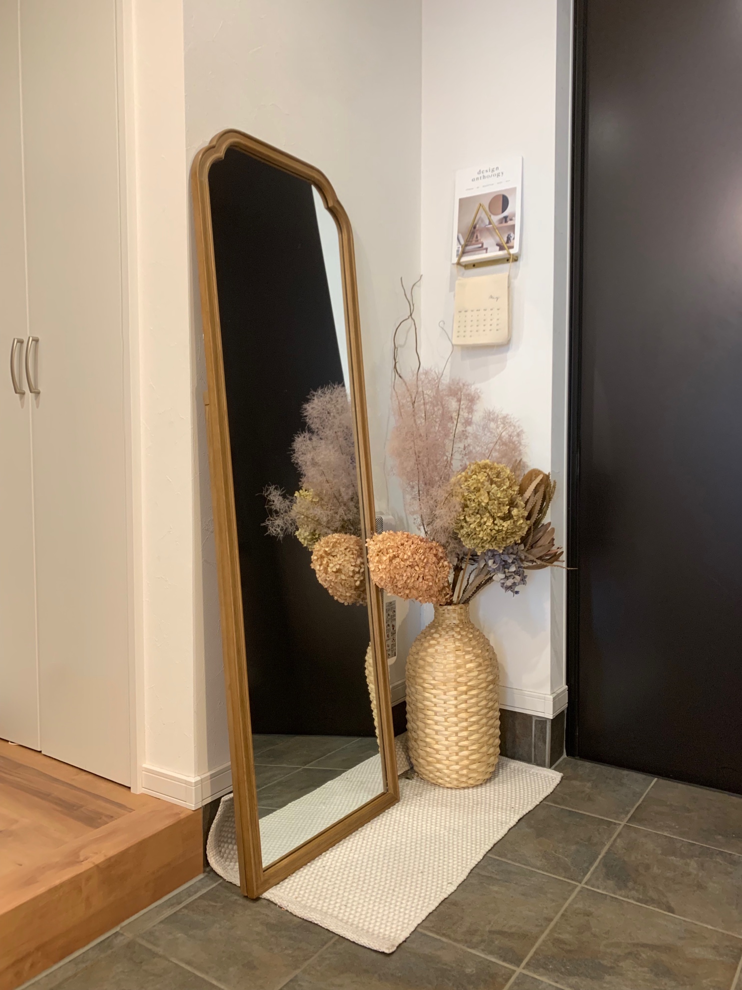 wood arch mirror antry 鏡-