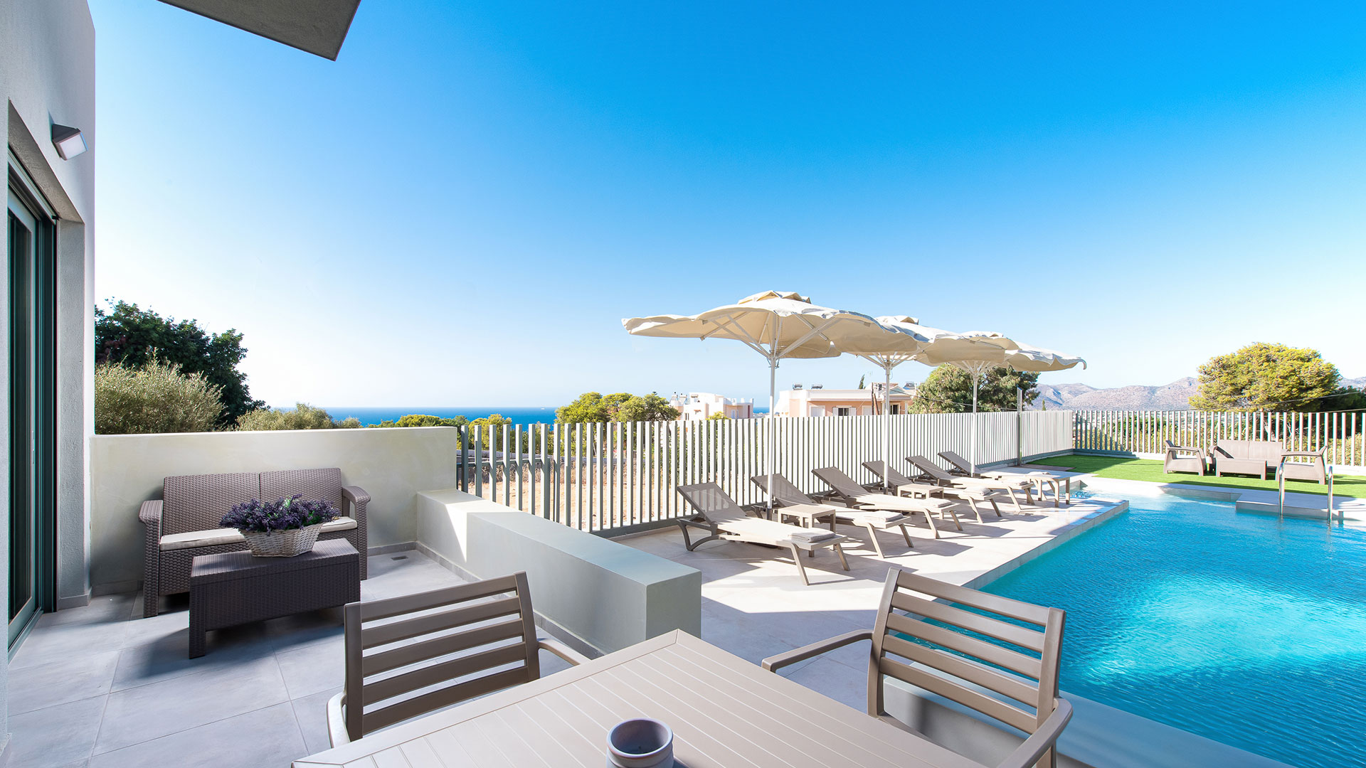 Balcony with pool view