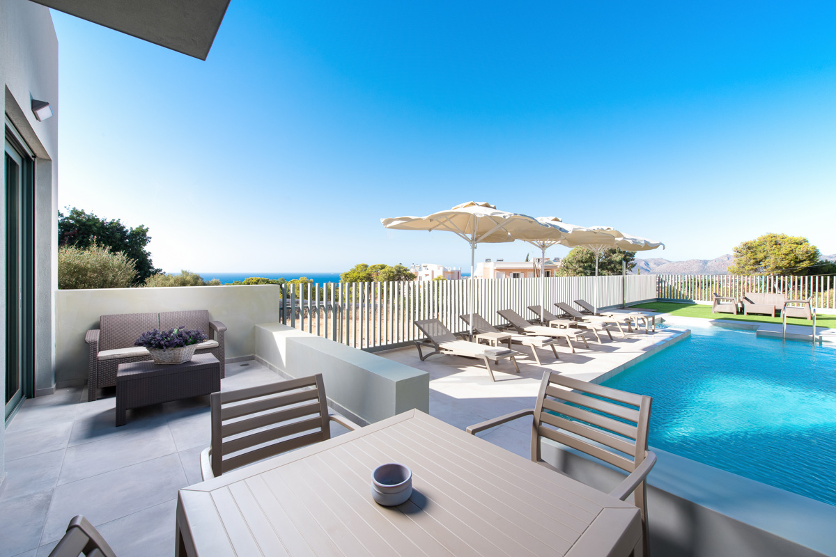 Balcony with pool view