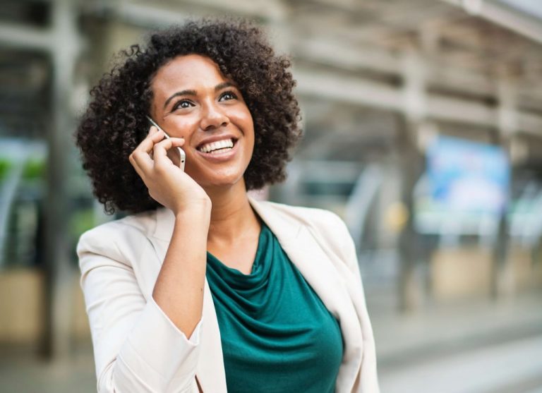 Woman talking over the phone