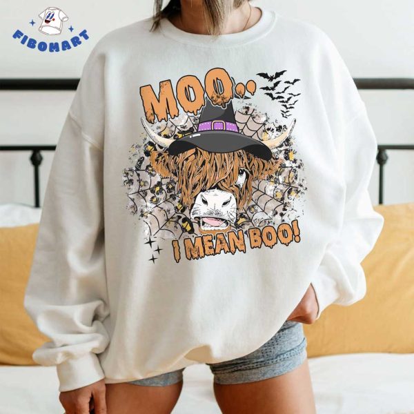 Black Witch Hat On Cow, I Mean Boo Halloween Shirt