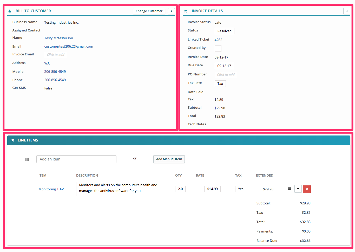 invoicing system