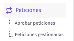 Apartado Peticiones en el menú lateral