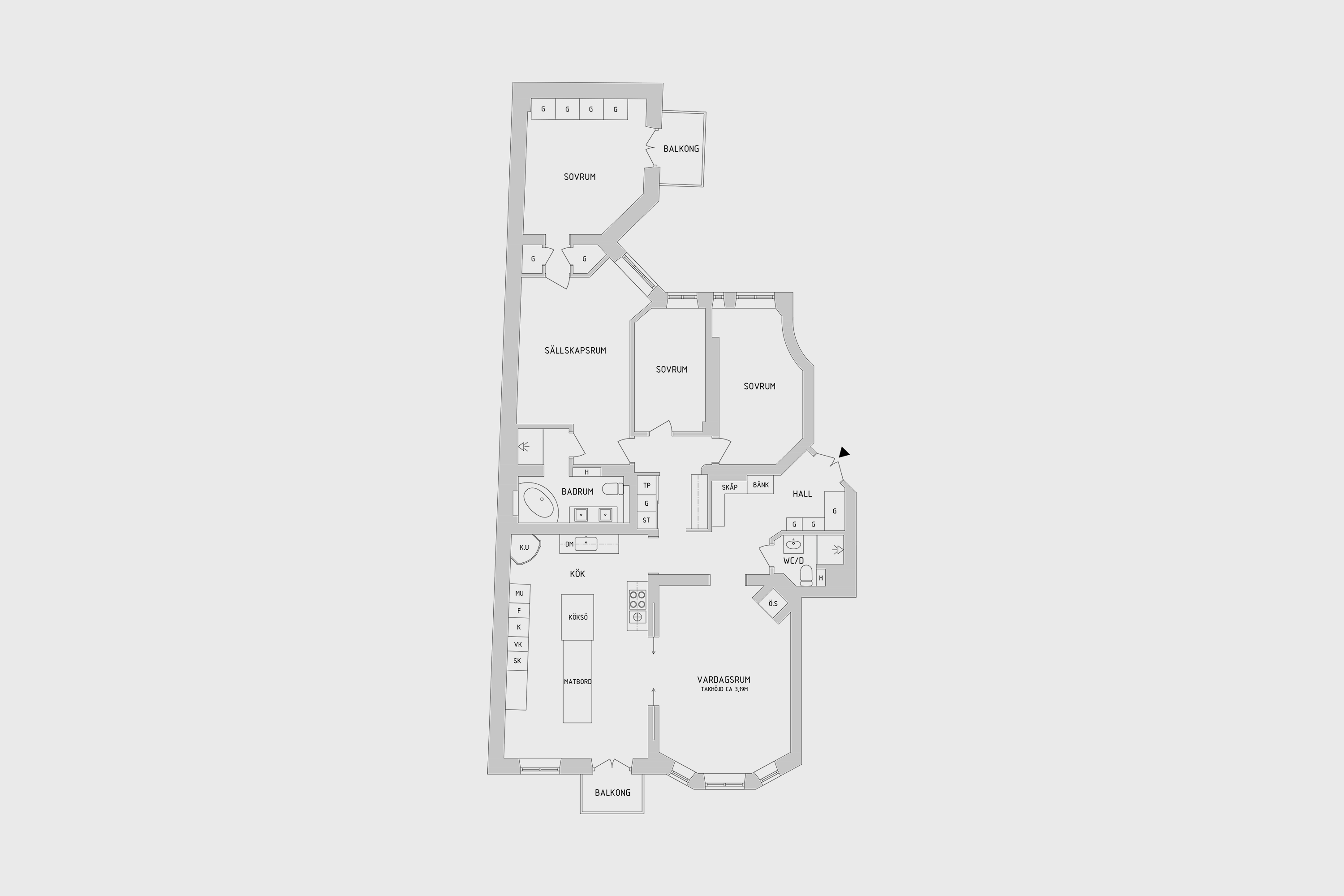 Planritning för Grevgatan 26