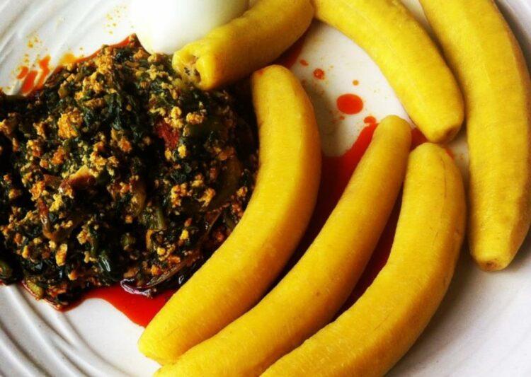 Palava Sauce with Boiled Plantain