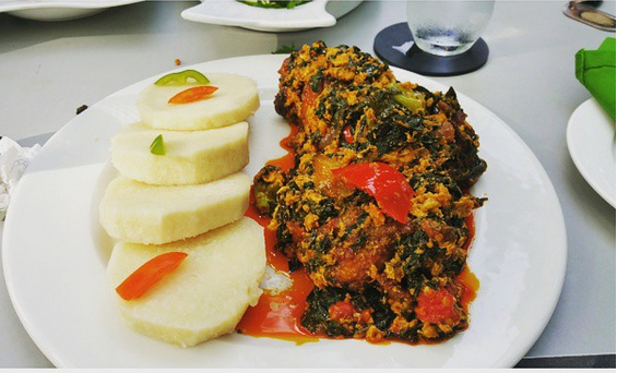 Palava Sauce with Boiled Yam