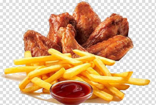 Wings with fries