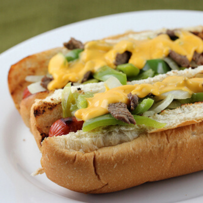 Philly cheesesteak hotdogs