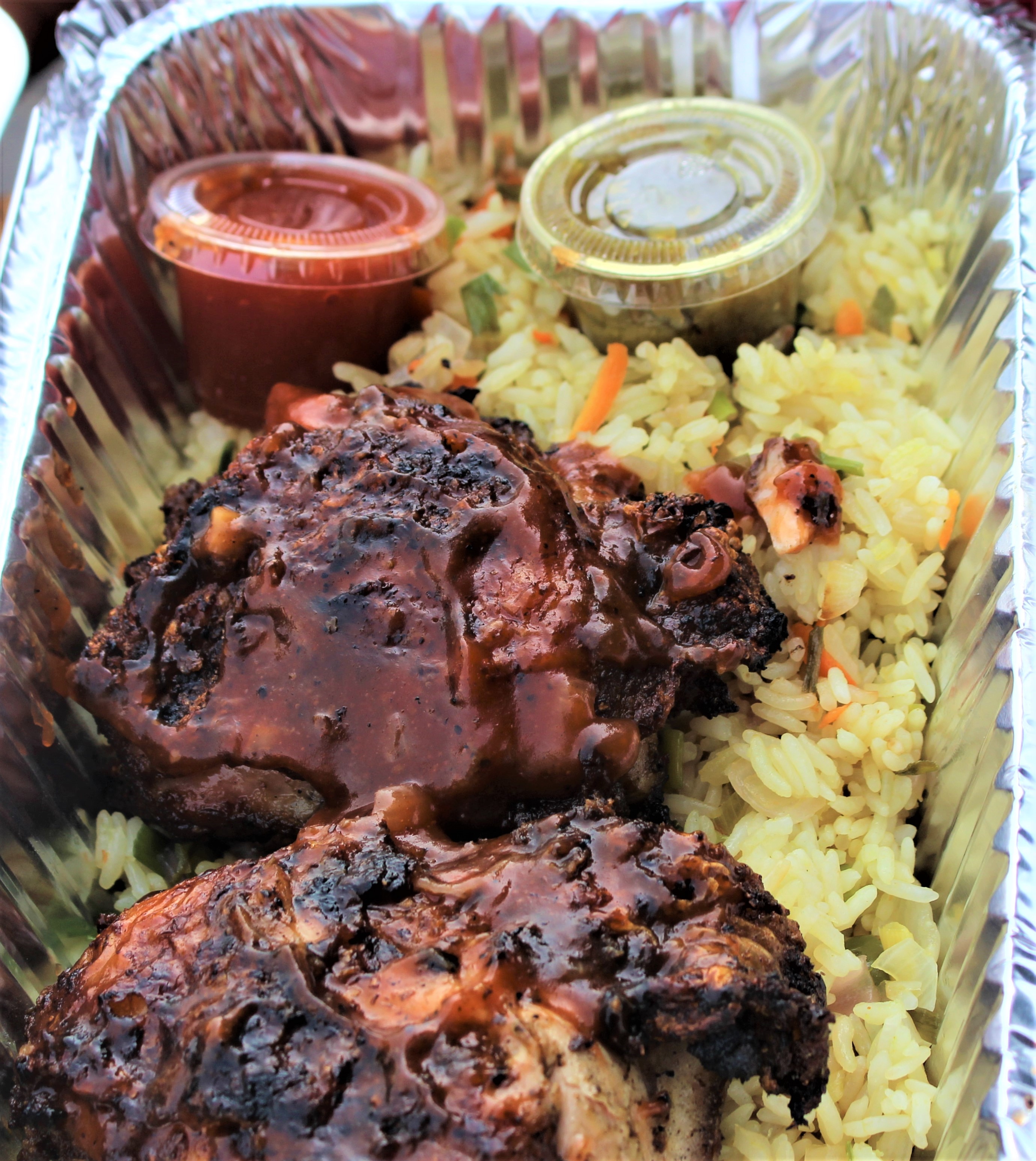 Charcoal Grilled Chicken with Fried Rice