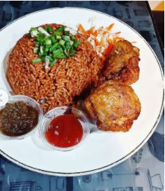 Jollof and fried chicken