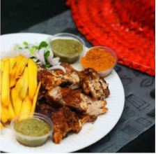 Yam chips + grilled turkey wings