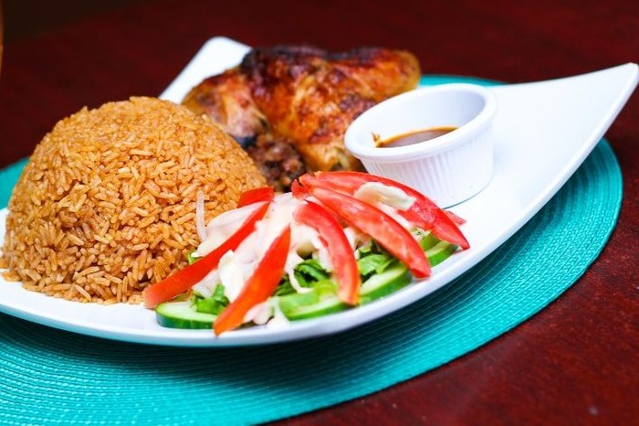 Jollof rice and pork