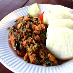 Boiled Yam with Palava Sauce