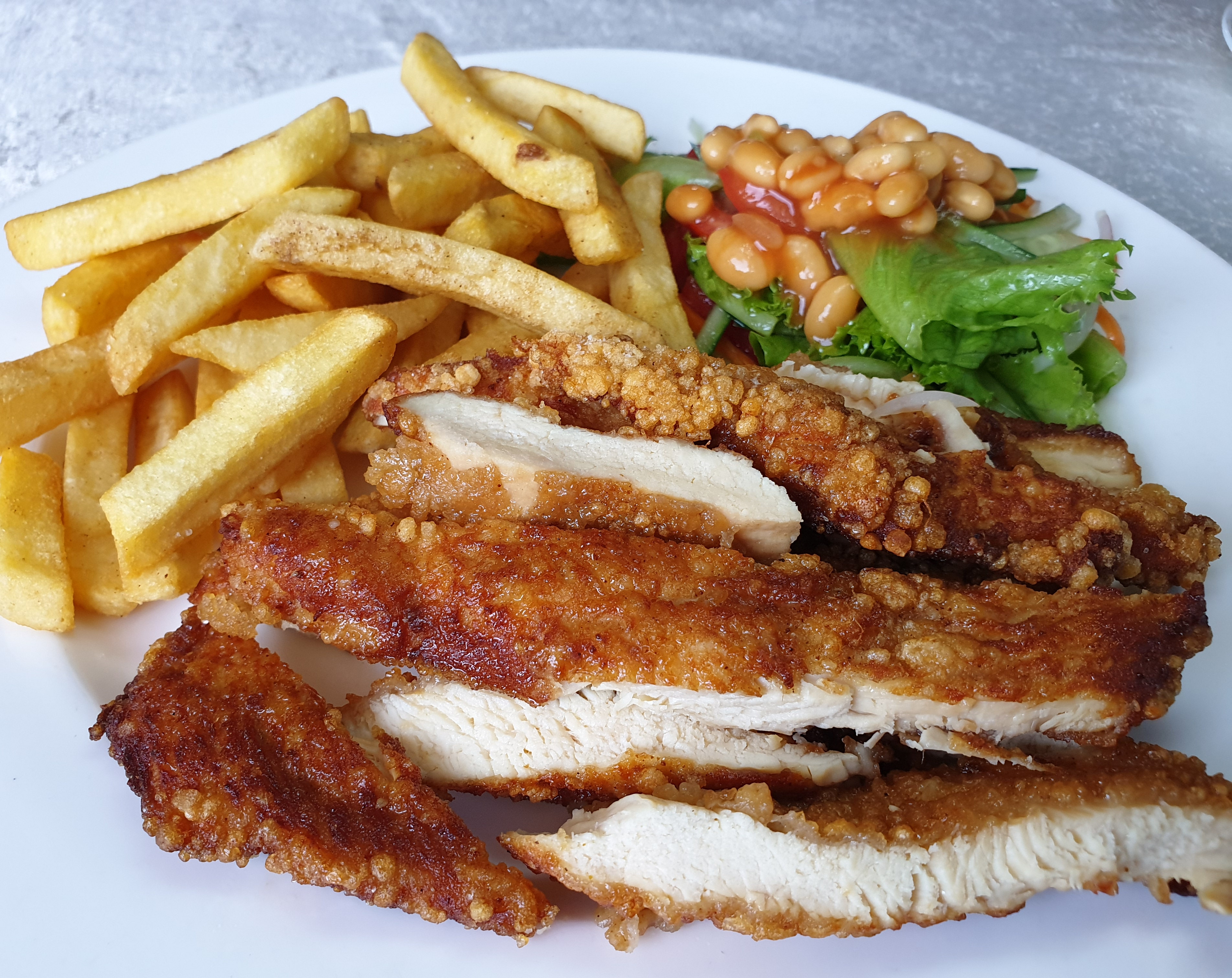 Fried Chicken Cutlet and chips