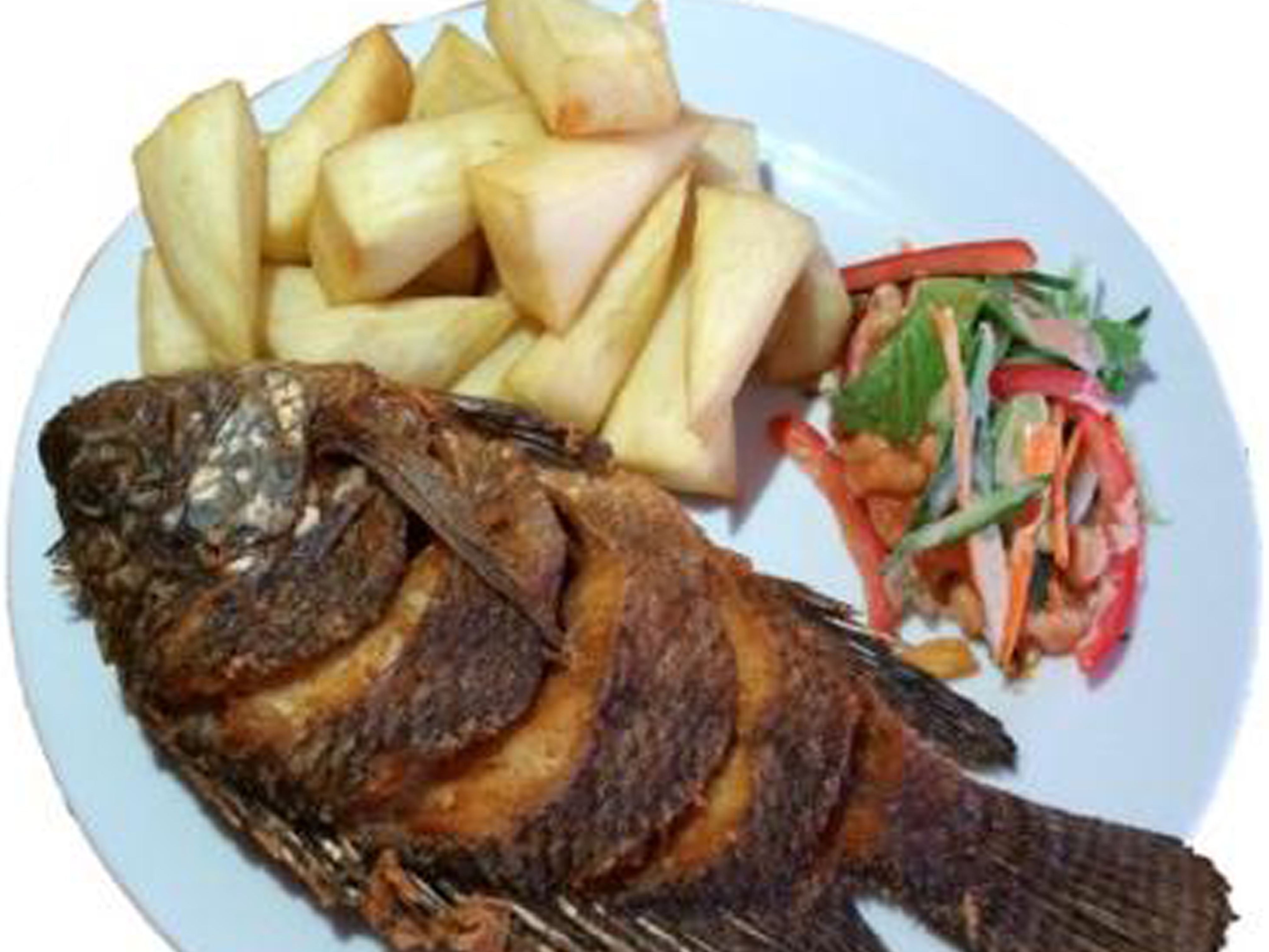 Fried Tilapia and Yam chips