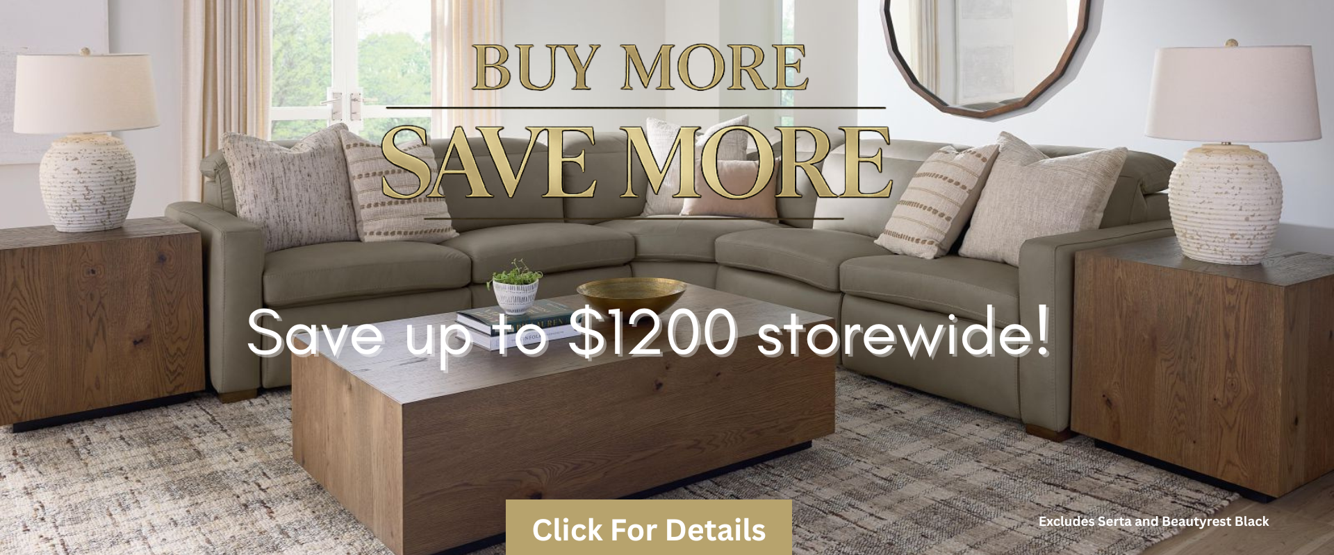 Talan P3 Sofa, Loveseat and Ottoman set with the words Hot Buys and Floor Model Clearance superimposed over it.