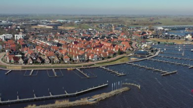 Luchtfoto van het stadje Grouw in Friesland Nederland