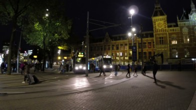 Centraal Station in Amsterdam Nederland bij nacht