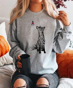 Fox And Butterfly Sweatshirt Gift For Fox Lover, Sister, Mother, Aunt, Best Friend