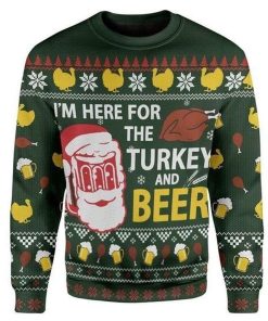 Turkey Hunting Ugly Sweater Turkey And Beer Ugly Christmas Sweater For Men And Women