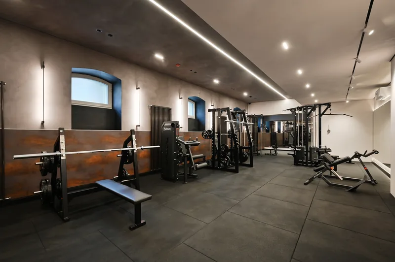 Residents’ gym with strength equipment