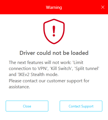 Driver could not be loaded error