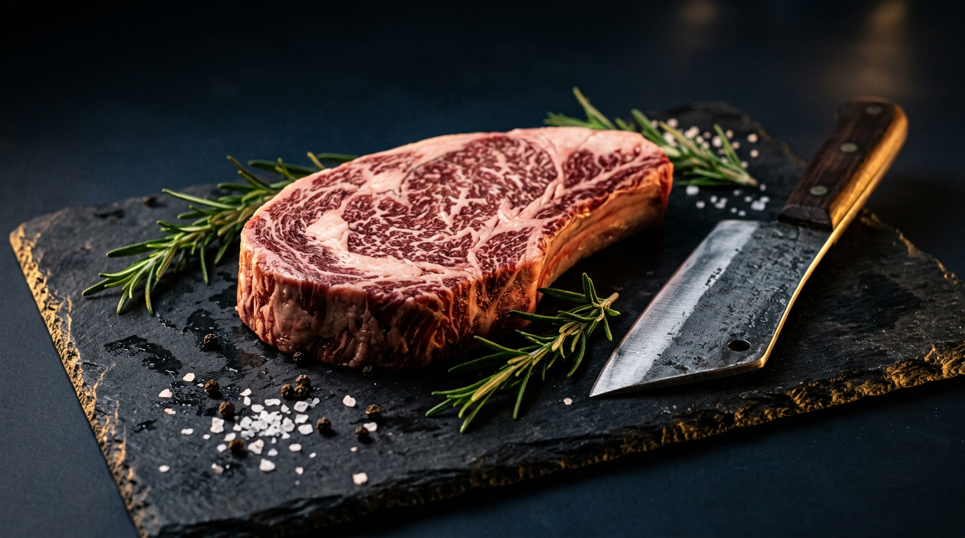 Premium dry-aged ribeye steak