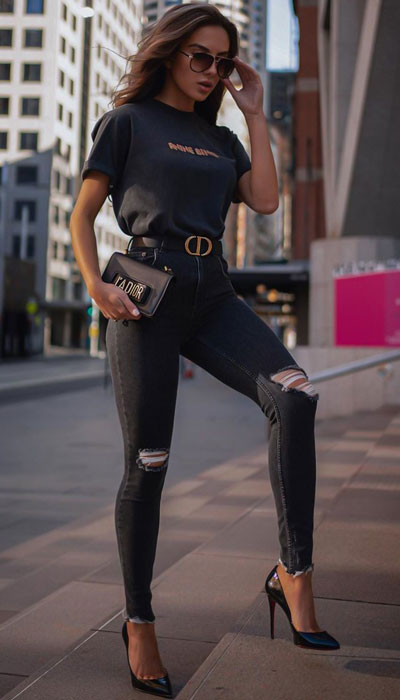 black skinny ripped jeans for a stylish look