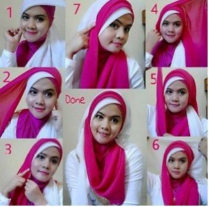 15 Tutorial Hijab Segi Empat Dua Warna Simple Terbaru 