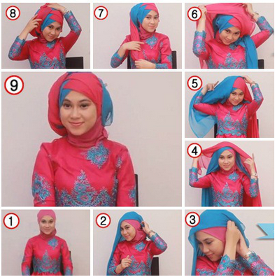 15 Tutorial Hijab Segi Empat Dua Warna untuk Pesta Terbaru 