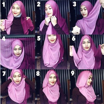 15 Tutorial Hijab Segi Empat Dua Warna Simple Terbaru 