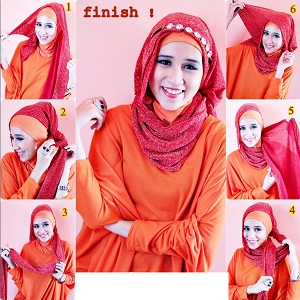 Tutorial Hijab Pashmina dengan Headband 1