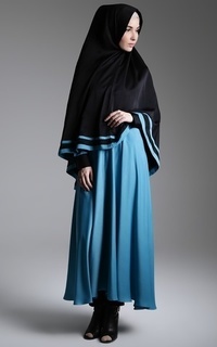 Long Dress Hasanah Gamis Set Blue-101034