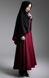 Long Dress Hasanah Gamis Set Maroon-101035