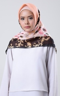 Hijab Motif Bawal Printed Love Scarf-Black Floral