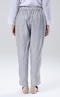 Celana Stripe Baggy Pants White-Grey-180387