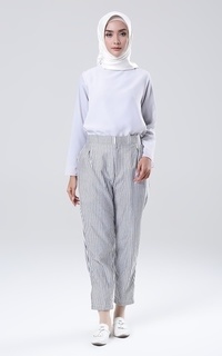 Celana Stripe Baggy Pants White-Grey-180388