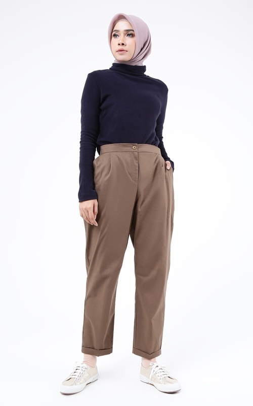 Shop HIJUP BASIC High Waist Scuba Pants Pants