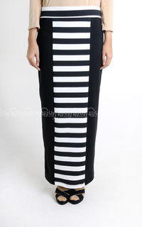 Skirt Two Tone Pencil Skirt Black-White-23994