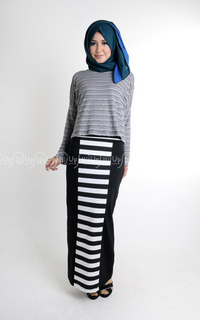 Skirt Two Tone Pencil Skirt Black-White-23996