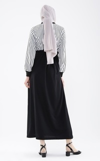 Gamis Kania Dress Black Mix Stripe White-242564