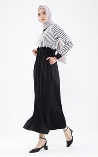 Gamis Kania Dress Black Mix Stripe White-242565