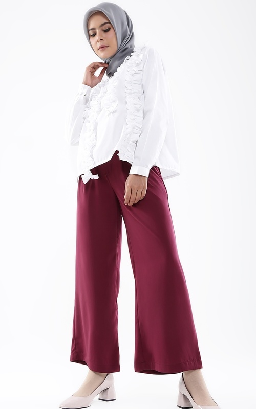 Shop HIJUP BASIC High Waist Scuba Pants Pants