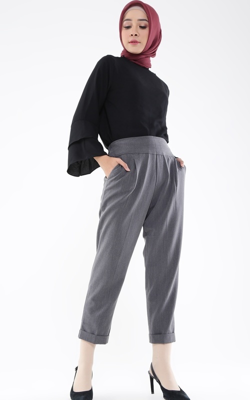 Shop HIJUP BASIC High Waist Scuba Pants Pants