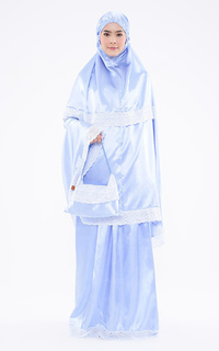 Mukena Humaira Sky Blue White Laces